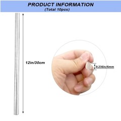 10 Pcs 6061 Aluminum Round Rod,6mm Diameter (+0.2/-0.2mm) x 300mm (12inch) Lo…