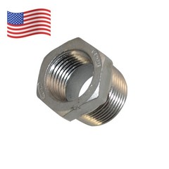 NPT 3/4″ male to 1/2″ female Pipe HEX Reducer bushing adapter Stainless Steel