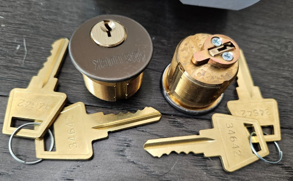 2-PACK US Lock 1″ Brass Mortise Cylinder SC Keyway US1500SC1DL with 4 keys