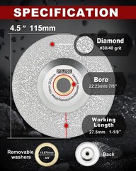 DT-DIATOOL Diamond Grinding Cup Wheel Vacuum Brazed Granite Marble Diameter 4…
