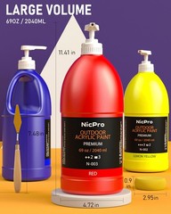 Nicpro 6 Colors Large Bulk Outdoor Acrylic 69 Fl Oz (Pack of 6), 6