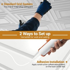 Drop Ceiling Tiles 2 ft x 2ft w/3DmPatterns, 12-Pack Tiles Up to 48 Sq.ft.
