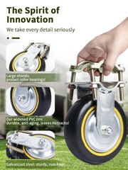 Gate Wheels for Metal Tube – 6″ Farm 1 Pack (Gold Clamps), Silver
