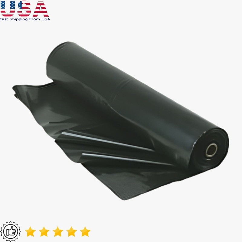 4 Mil Plastic Sheeting 3ft x 50ft Black Polyethylene Dust Barrier Shrink Wrap US