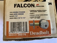 Falcon deadbolt double cylinder satin chrome, new
