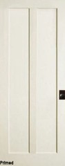 2 Panel Flat Vertical Primed Mission Shaker Stile & Rail Solid Core Wood Doors