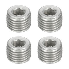 4Pcs Pipe Plugs M14-1.5×10.5mm Stainless Steel Hex Thread Pipe Caps Silver