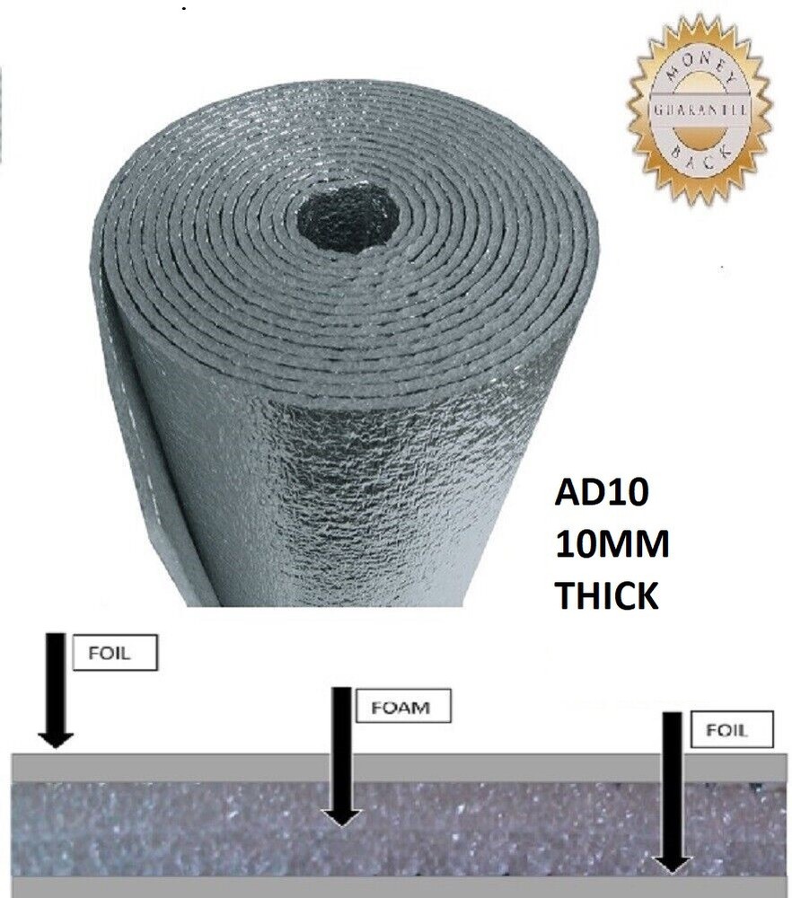 (2′ x16′) 3/8′ 10MM AD10 Solid Reflective Foam Core Vapor Barrier Double Sided