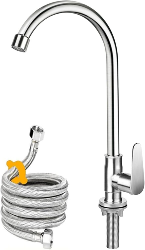 Brushed Nickel Cold Water Faucet Only,SUS304 Stainless Steel Single Handle