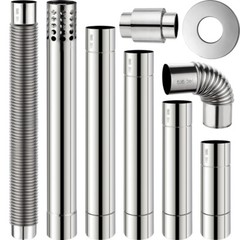 1X Gas Water Heater Exhaust Pipe 304SUS Straight Corrugated Pipe Fitting Quality