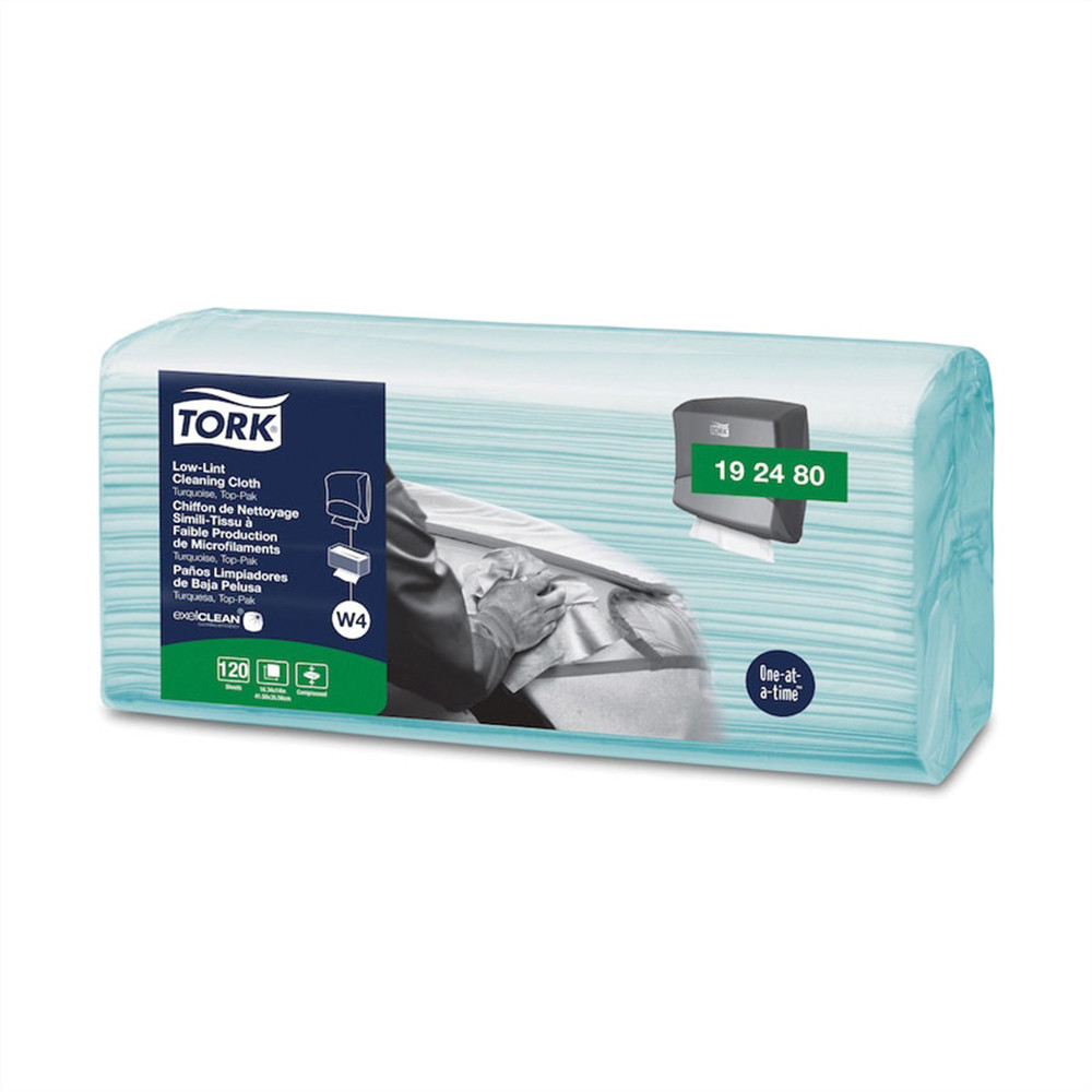 TOR.192480 Tork Molnlycke 192480 Top-Pak Low-Lint 1-Ply Cleaning Cloth, 4.3 in