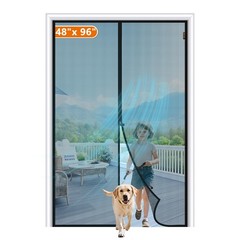 MAGZO Magnetic Screen Door Fit Size 48 48 x 96 Inch, Black