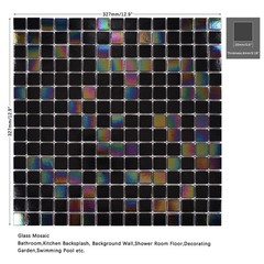 Smafusion 11.5Sqft Iridescent Black Mosaic Tiles For Bathroom Floor And Wall