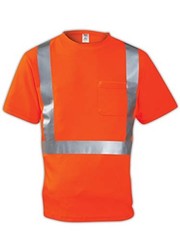TINGLEY Rubber S75029 Class 2 T-Shirt with Pocket, X-Large, Orange