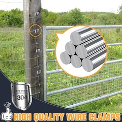 Tottist 120 Pcs Fence Wire Clamps Stainless Steel Fencing Mounting x120