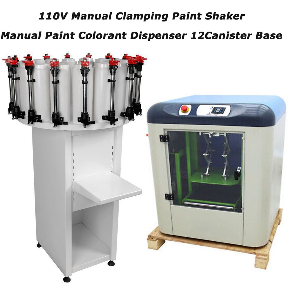 110V 5Gallon Clamping Paint Shake & 12 Canister Station Paint Colorant Dispense
