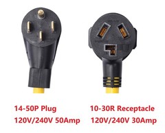 ONETAK NEMA 14-50P to 10-30R 120V/240V 50 Amp 4 14-50P/10-30R, 14-50P/10-30R
