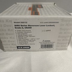 US Lock USX2050D26D 2050 GR2 2-3/8 in. Backset US26D Storeroom Lever SC1