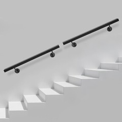 Black Stainless Steel Wall Mount Stair Rail 60in For Wood/Brick/Concrete