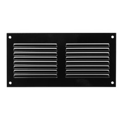 Black Metal Ventilation Grill 200mm x 100mm With Fly Display Flat Louvre Channel