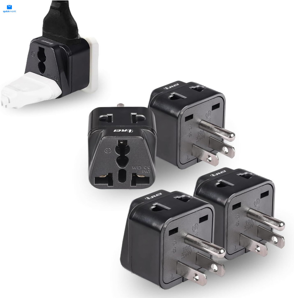 OREI USA, Canada Adapter Plug, Europe, UK, China 4 Pack, Type B – USA/Japan