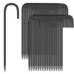 40 Pieces 12-Inch Garden Ground Stakes Galvanized Steel J Shape Hook Rebar St…