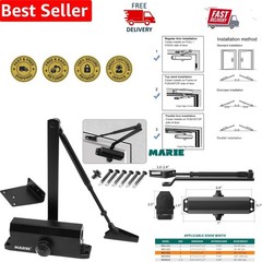 Black Aluminum Spring Hydraulic Door Closer for Residential & Commercial Use