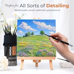 Nicpro 16 PCS Miniature Paint Brushes, Fine Tip Micro 16 PCS, Black Silver
