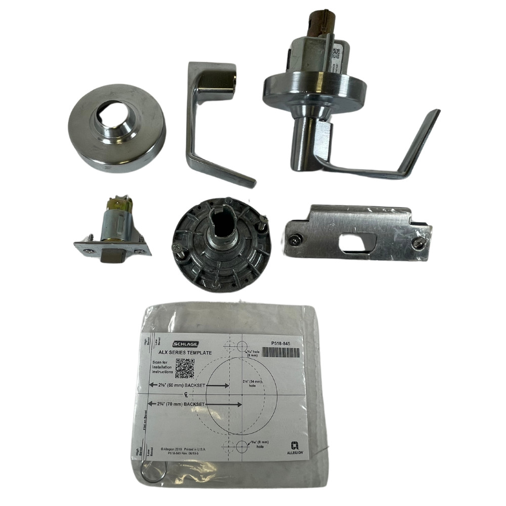 Schlage ALX10S 2-3/4″ G2 Satin Chrome Brass Keyless Passage Lever Locksets –