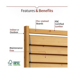 Louvered Screen Privacy Fence – 6.1″H x 3.1″W, Freestanding Wood Panel for Patio