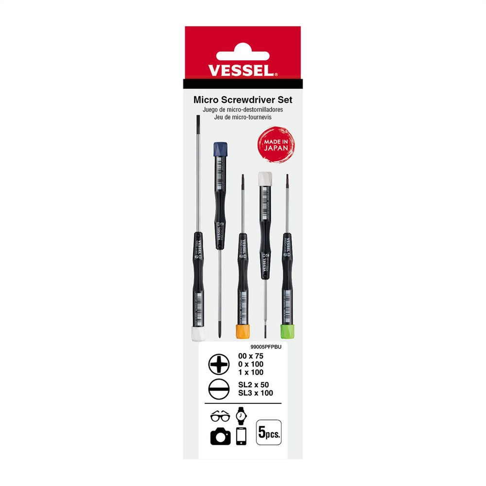 Vessel Tools Micro Screwdrivers Set (PH 3pcs, SL 2pcs) 99005PFPBU
