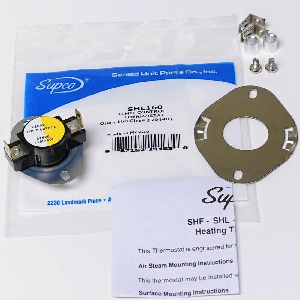 Supco SHL160. Heating Limit Thermostat Thermodisc With Flange Plate Adapter