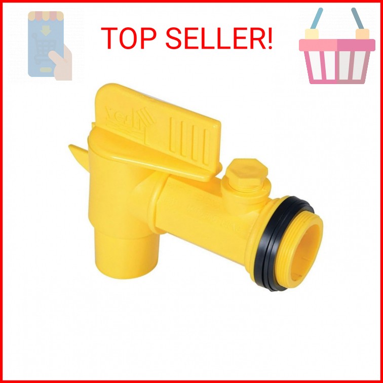 Vestil JDFT Plastic Manual Handle Jumbo Drum Faucet, Fits 2″ Drum Openings Yello