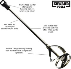 Drywall Mud Mixing Paddle For Electric Mixer Drill Mortar Paint By Hand Concrete