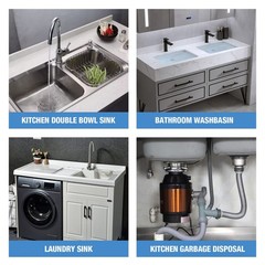 NiHome Flexible P-Trap Drain Kit for Double Kitchen 1 1/2″ or 1 1/4″, Gray