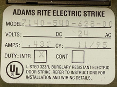 Adams Rite 7140-540-628Electric Strike 24V AC Fail Secure Satin Alum MADE IN USA