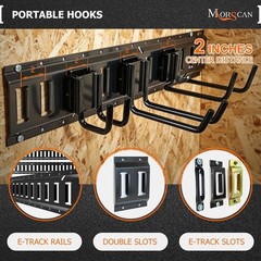 4-Pack 2″x2″ Heavy-Duty E-Track Double Fitting J Hooks with Extra Rubberized …