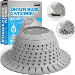 zaa Bathtub Drain Hair Catcher, Premium Silicone Shower Gray