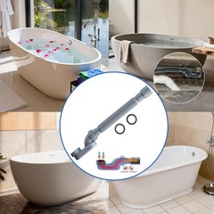 Flexible Freestanding Tub Drain Kit, Low Profile Flat P Trap for Small, Gray