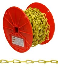 Campbell PD0722087 Low Carbon Steel Inco Double Loop Chain on Reel, Yellow Polyc