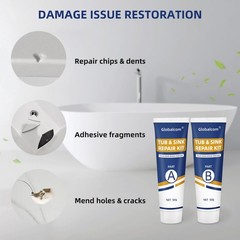 Tub Repair Kit White, Fiberglass Shower tub and Porcelain Sink Repair Kit, Ac…