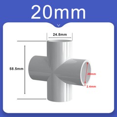 White PVC Cross 4 Way Pipe Fitting Joint Water Pipe Socket Coupling 20/25~160mm