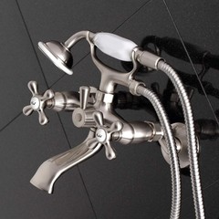 Kingston Brass KS265SN Clawfoot Tub 6-Inch Adjustable Center, Brushed Nickel