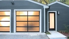 Full View [8′ x 8′] Black Anodized Aluminum & Tempered Frosted Glass Garage Door