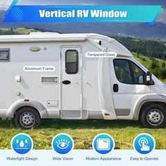 Vertical RV Window 12×22 Tinted Sliding with Net Screen for 1-1/4 to 1-4/5 Wall