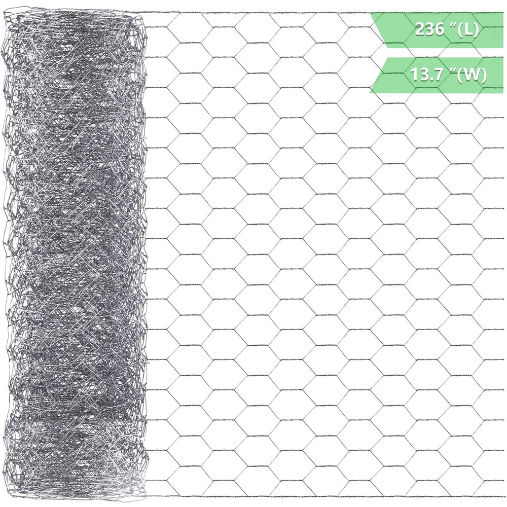 Chicken Wire 13.7 in x 236 Poultry Netting 13.7″x236″+0Ties, Silver