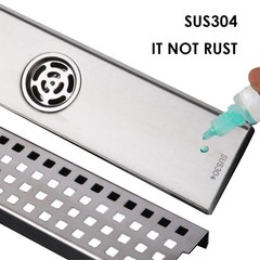 30cm Shower Channel Stainless Steel Drain Channel Floor Drain, Self Cleaning Siphon with…