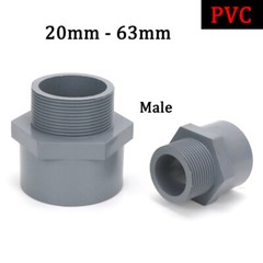 PVC Hexagonal Male Direct Fitting Straight Joint Water Pipe Socket Coupling Grey