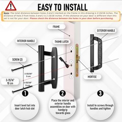 Sliding Glass Door Handle Replacement Kit, 3‑15/16″ Screw Spacing, All- Al