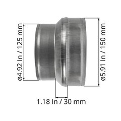 ECOPRO VENT 6″ to 5″ Inch Male-Fit Galvanized Steel Round Duct